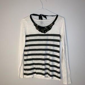 Loft Embellished Stripe Long Sleeve